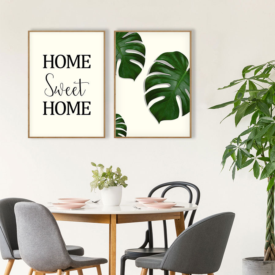 Composição de quadros Home Sweet Home Botânico Verde
