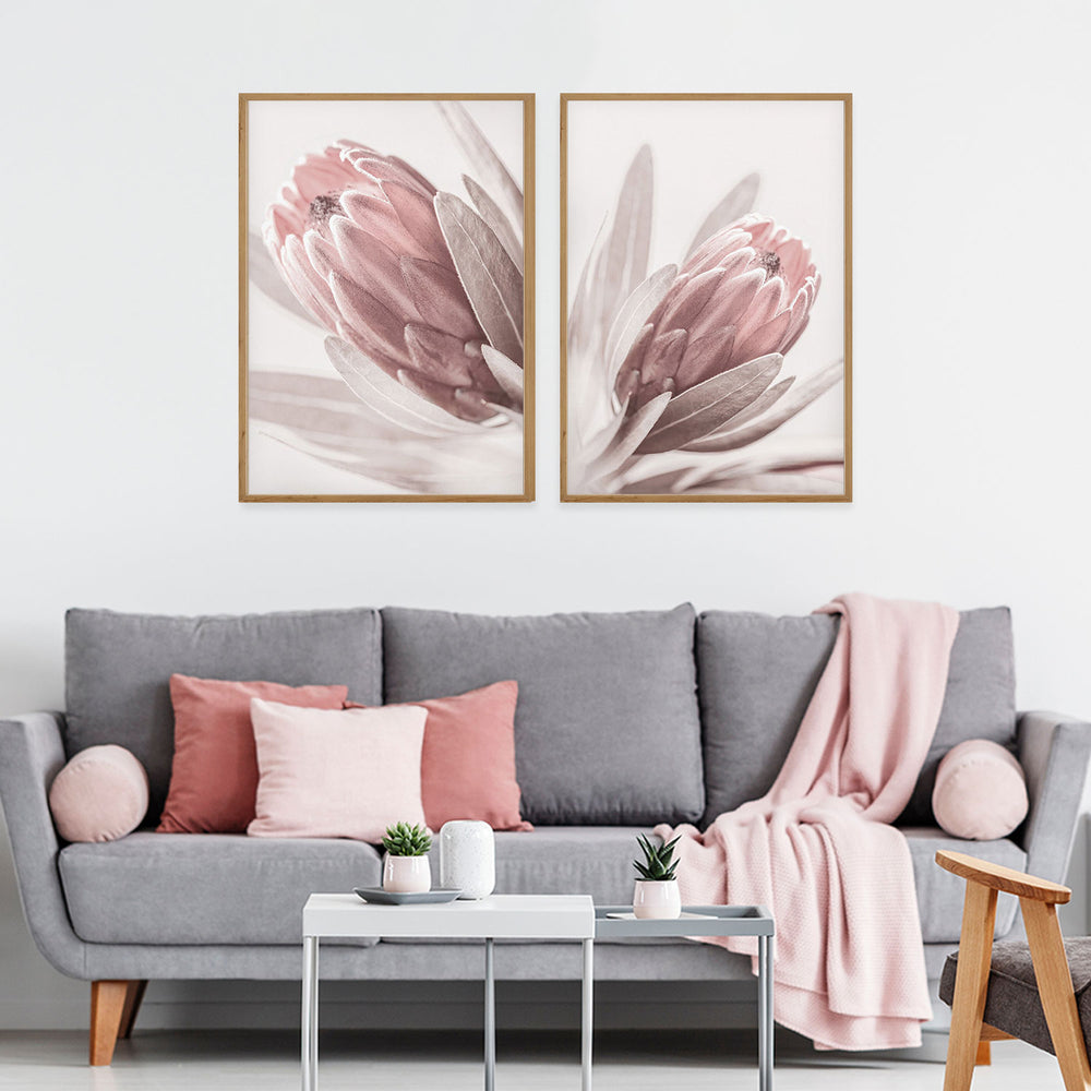 Composição de quadros Flores Rosa Pastel