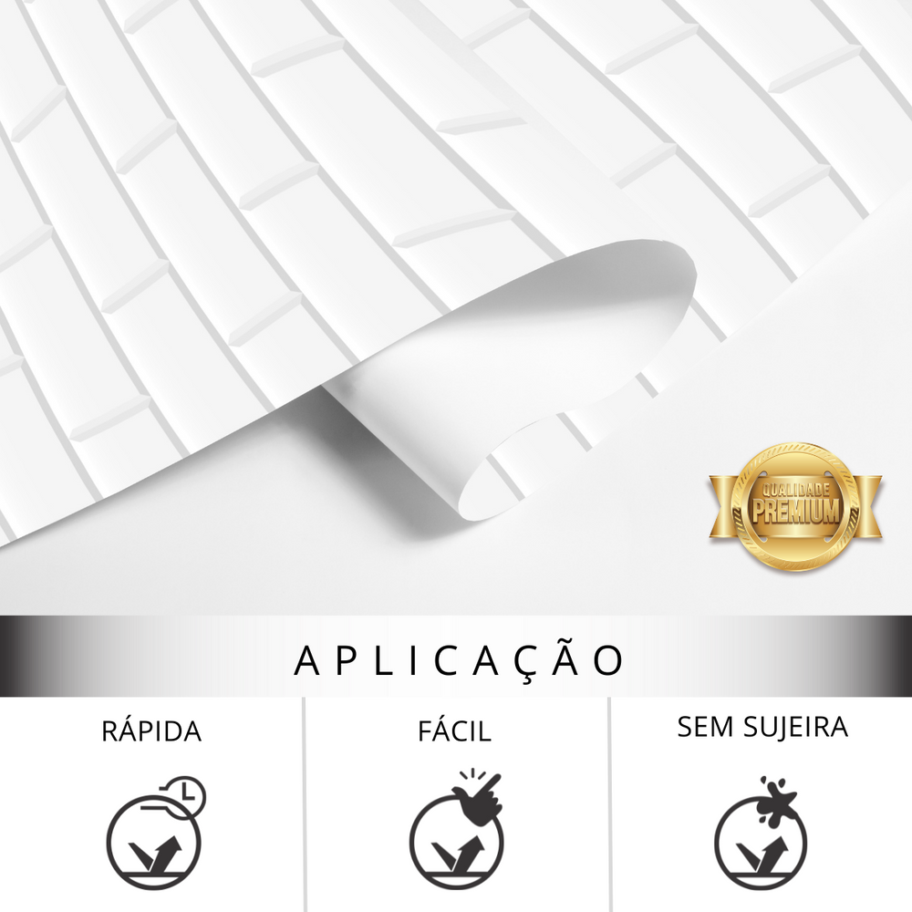 Papel de Parede Adesivo Linha Tijolo Branco