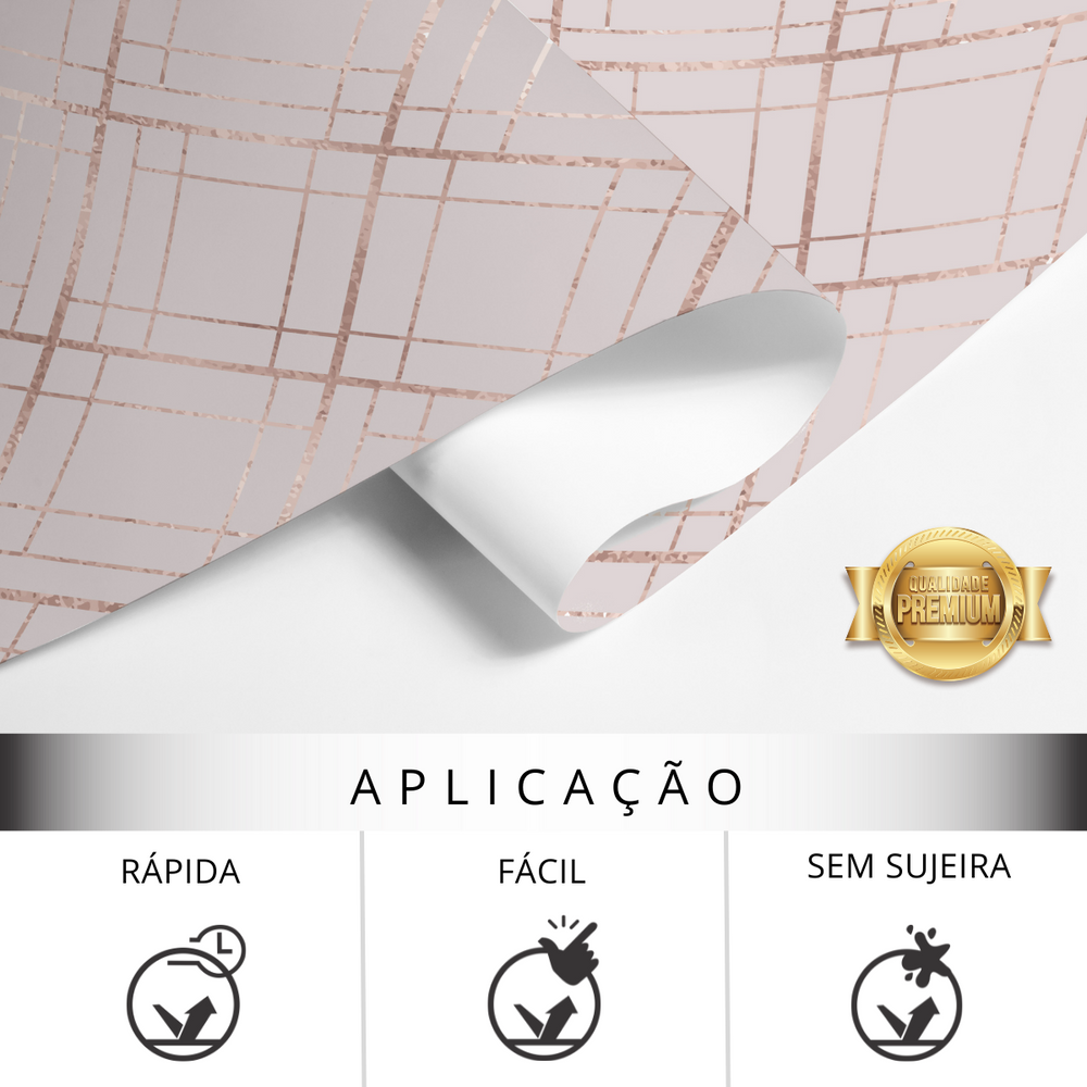 Papel de Parede Adesivo Linhas Geométricas Rose