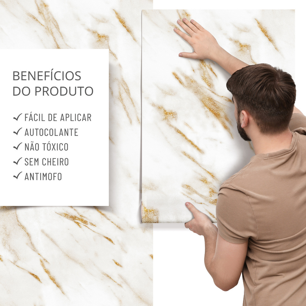 Papel de parede Mármore Branco Gold