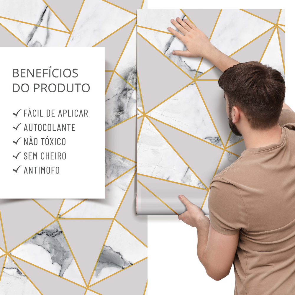 Papel de parede Zara Mármore Cinza Gold