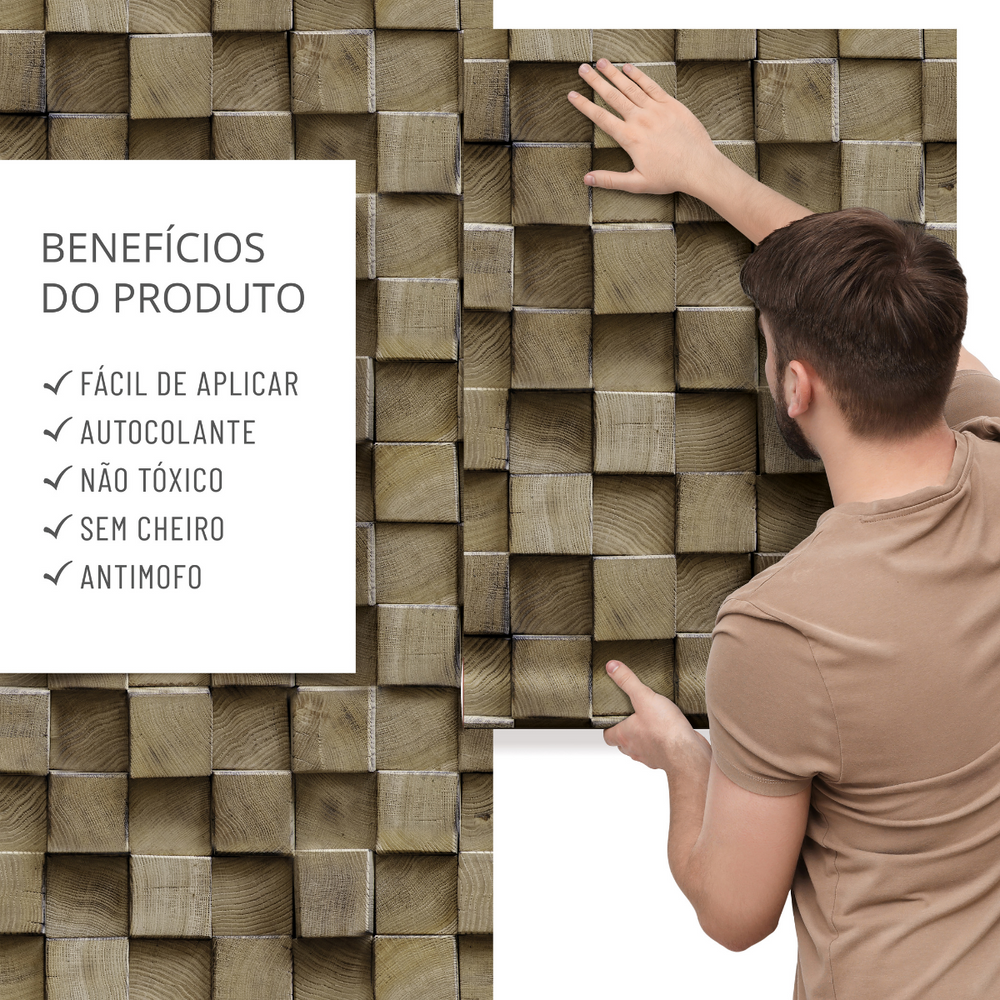 Papel de parede Geométrico 3D Madeira