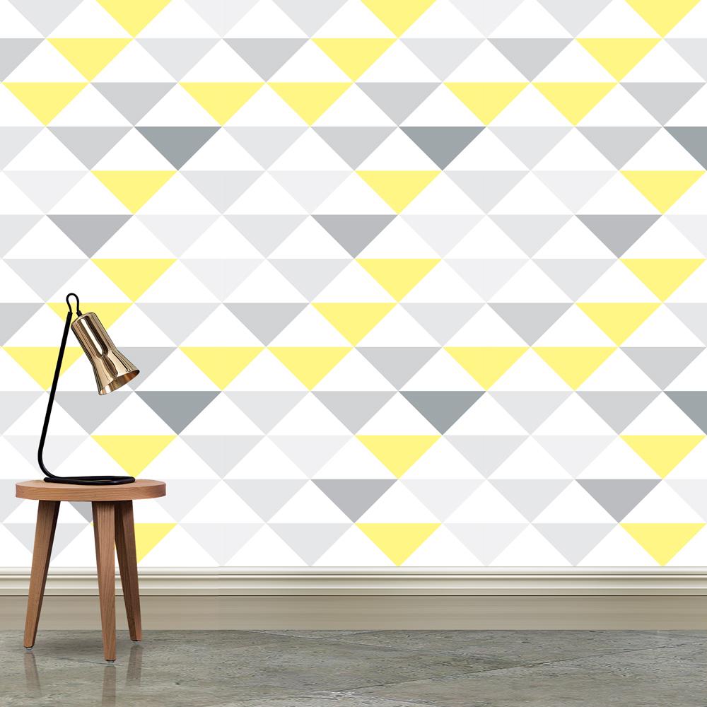 Papel de parede Triângulos Cinza e Amarelo 1