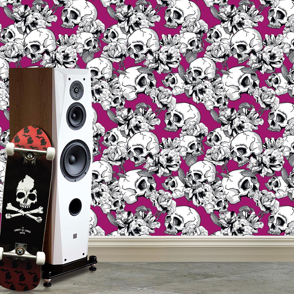 Papel de parede Skull Rosa