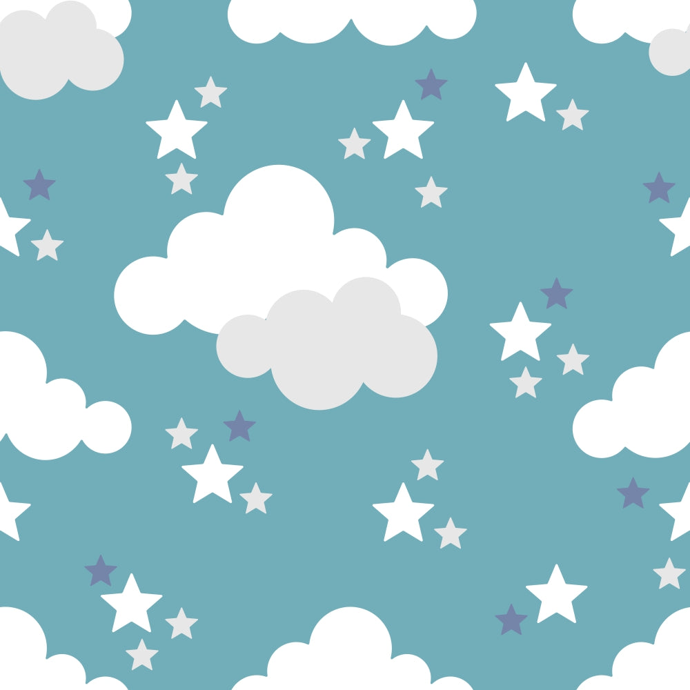 Papel de parede Nuvens e Estrelas Fundo Azul