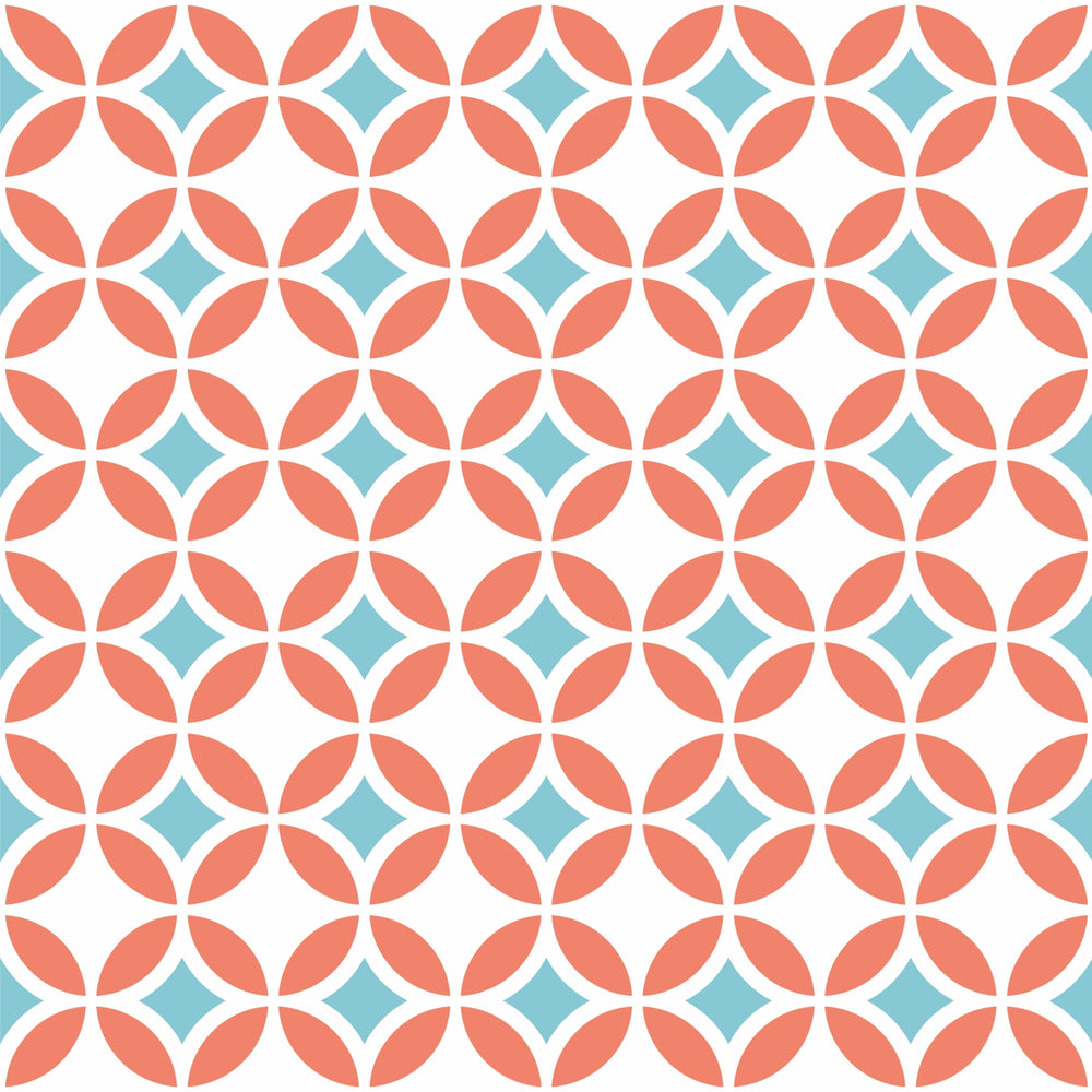Papel de parede Circular Geométricos Vermelho Azul